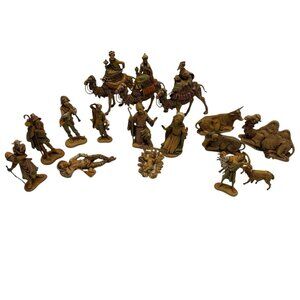 1983 Fontanini Depose Italy Nativity Figurines W/Spider Mark 5" Set of 17 VTG